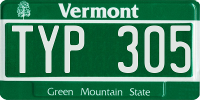 VT license plate TYP305