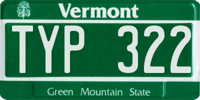VT license plate TYP322