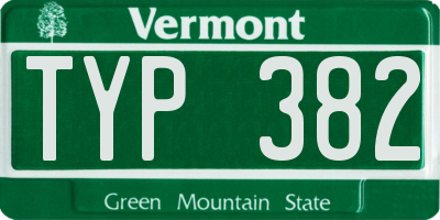 VT license plate TYP382