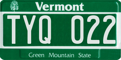 VT license plate TYQ022