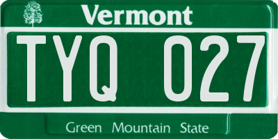 VT license plate TYQ027