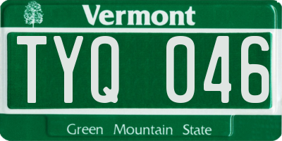 VT license plate TYQ046