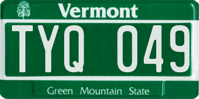 VT license plate TYQ049