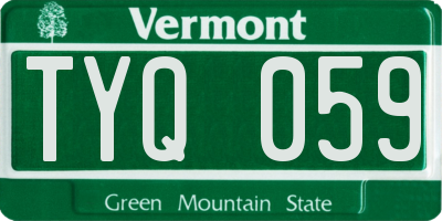 VT license plate TYQ059