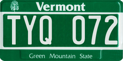 VT license plate TYQ072