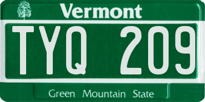 VT license plate TYQ209