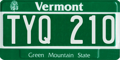 VT license plate TYQ210