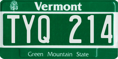 VT license plate TYQ214