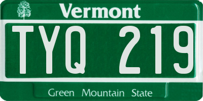 VT license plate TYQ219