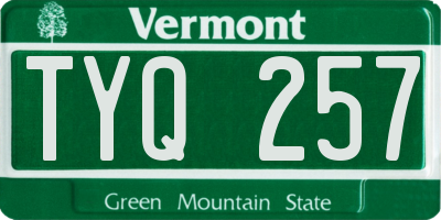 VT license plate TYQ257