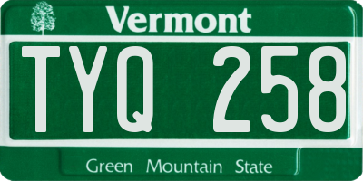 VT license plate TYQ258