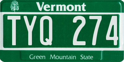 VT license plate TYQ274