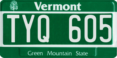 VT license plate TYQ605