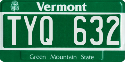 VT license plate TYQ632