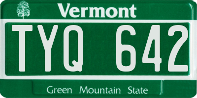 VT license plate TYQ642