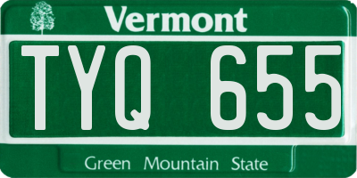 VT license plate TYQ655