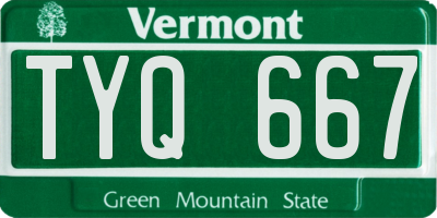 VT license plate TYQ667