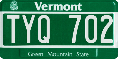 VT license plate TYQ702
