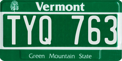 VT license plate TYQ763