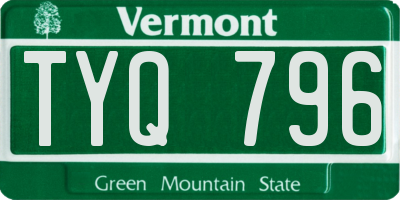 VT license plate TYQ796
