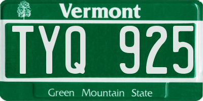 VT license plate TYQ925