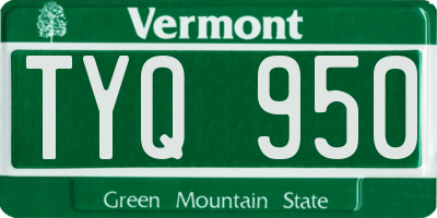 VT license plate TYQ950