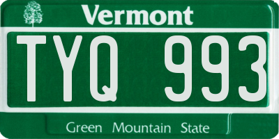 VT license plate TYQ993