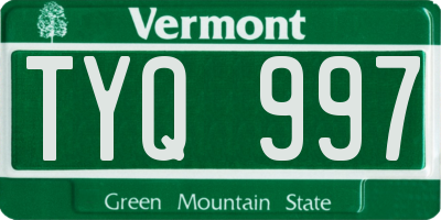 VT license plate TYQ997