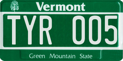 VT license plate TYR005
