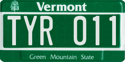 VT license plate TYR011