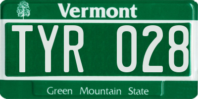 VT license plate TYR028