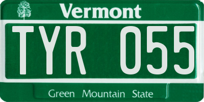 VT license plate TYR055
