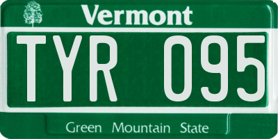 VT license plate TYR095