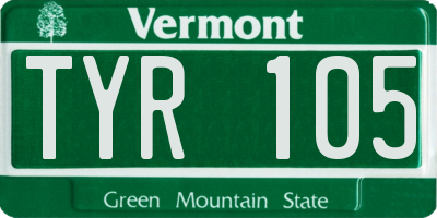 VT license plate TYR105