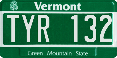 VT license plate TYR132