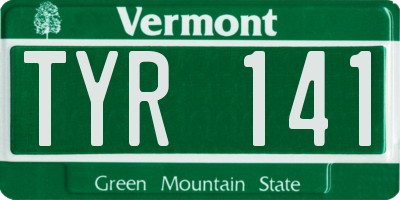 VT license plate TYR141