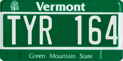 VT license plate TYR164