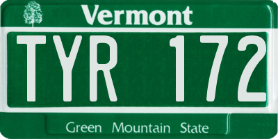 VT license plate TYR172
