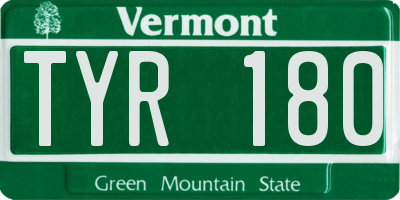VT license plate TYR180