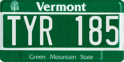 VT license plate TYR185