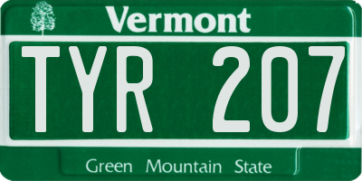 VT license plate TYR207
