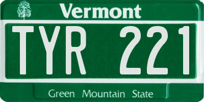 VT license plate TYR221