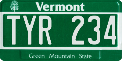 VT license plate TYR234