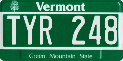 VT license plate TYR248