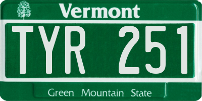 VT license plate TYR251