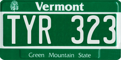 VT license plate TYR323