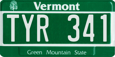 VT license plate TYR341