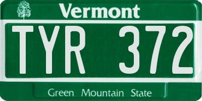 VT license plate TYR372