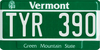 VT license plate TYR390