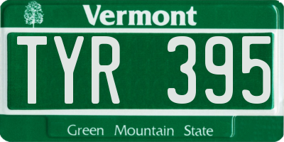 VT license plate TYR395